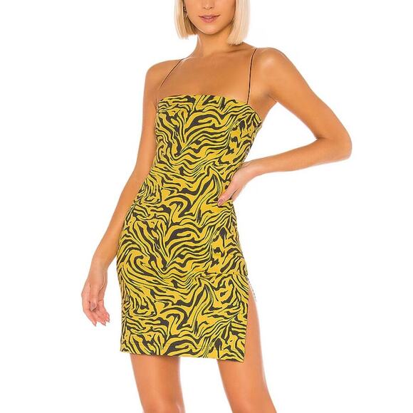 Miaou Lotte Mini Dress Yellow Zebra Size Small - Picture 1 of 6